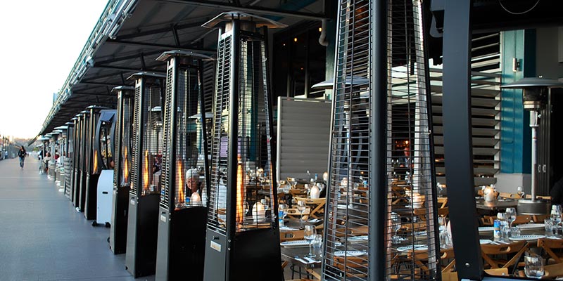 Propane heaters outside restaurant 