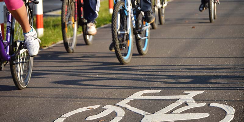 Children riding bicycles