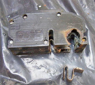 Zinsco burned breaker