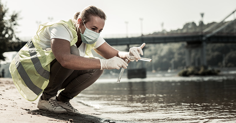 Municipality worker checking PFAS levels