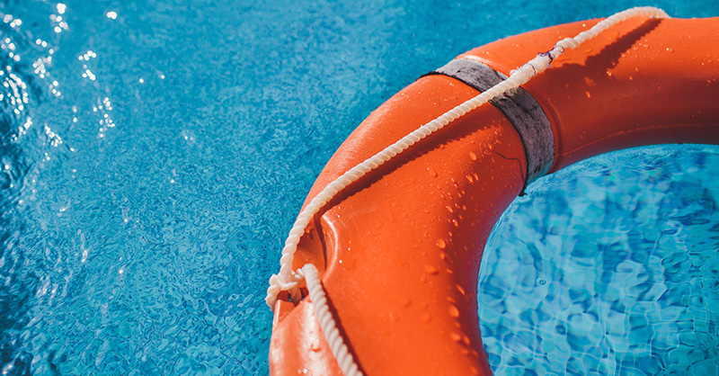 Lifebuoy floating on water