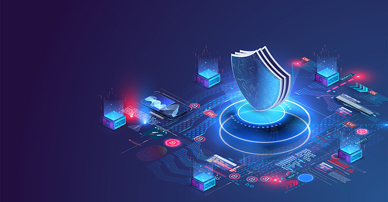 Cyber security shield graphic