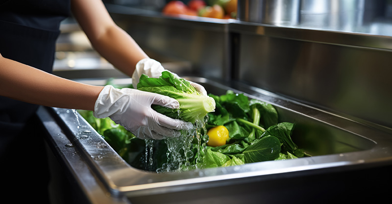 Commercial kitchen doing safe food prep