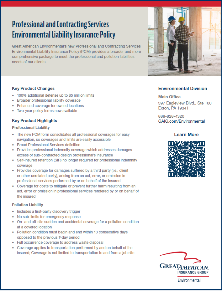 Professional and Contracting Services Environment Liability Insurance Policy
