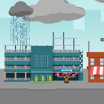 Riskopolis icon building with rain