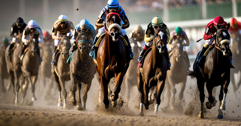 Horses on a racetrack