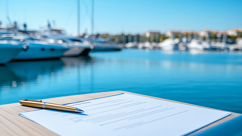 A contract for a rental boat right by the dock