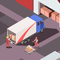 Pallet being delivered to warehouse