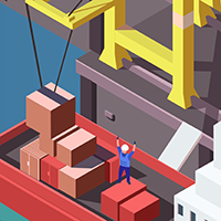 Workers loading cargo